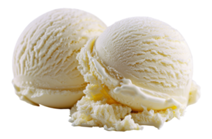 AI generated Vanilla ice cream scoop with textured swirls on transparent background - stock png. png