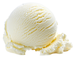 AI generated Vanilla ice cream scoop with textured swirls on transparent background - stock png. png