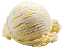 AI generated Vanilla ice cream scoop with textured swirls on transparent background - stock png. png