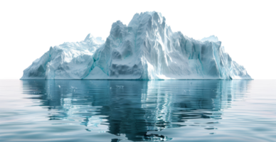 ai generato maestoso iceberg galleggiante nel calma acqua con riflessione su trasparente sfondo - azione png. png