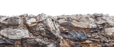 AI generated Rugged rocky surface with intricate geological textures and patterns on transparent background - stock png. png