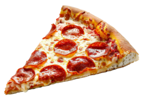 ai genererad varm pepperoni pizza skiva med smältande ost på transparent bakgrund - stock png. png