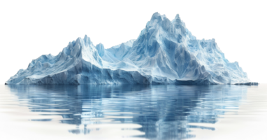 AI generated Majestic iceberg floating in calm water with reflection on transparent background - stock png. png