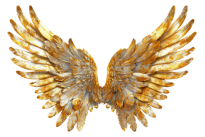 ai genererad gyllene ängel vingar spridning bred på transparent bakgrund - stock png. png