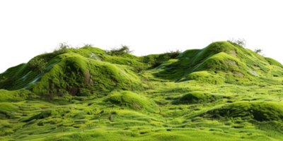ai genererad lugn rullande grön kullar i en fredlig landskap på transparent bakgrund - stock png. png