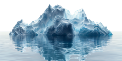 AI generated Majestic iceberg floating in calm water with reflection on transparent background - stock png. png