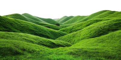 AI generated Soft green hills creating a tranquil and inviting landscape on transparent background - stock png. png