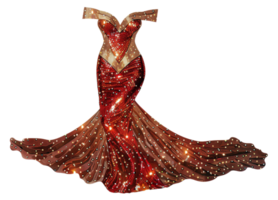 AI generated Elegant sparkling cocktail dress with stars and glitter on transparent background - stock png. png