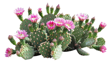 AI generated Blooming pink cactus flowers isolated on transparent background - stock png. png