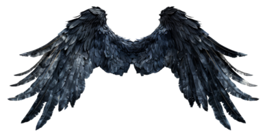 AI generated Spread wings of a dark raven in flight on transparent background - stock png. png