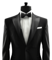 ai generiert elegant schwarz Smoking mit Krawatte auf transparent Hintergrund - - Lager png. png