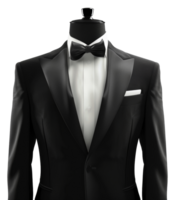 ai generiert elegant schwarz Smoking mit Krawatte auf transparent Hintergrund - - Lager png. png