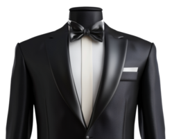 AI generated Elegant black tuxedo with bowtie on transparent background - stock png. png