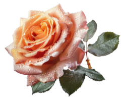 ai generiert Rosa Rose mit Tau Tropfen auf transparent Hintergrund - - Lager png. png