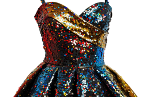 AI generated Sequined cocktail dress for parties on transparent background - stock png. png