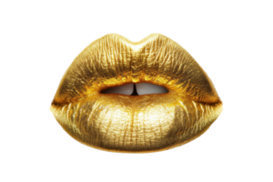 AI generated Golden beautiful lips on a transparent background png