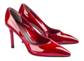 AI generated Red patent high heel shoes on transparent background - stock png. png