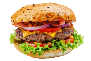 AI generated A giant juicy burger on a transparent background png