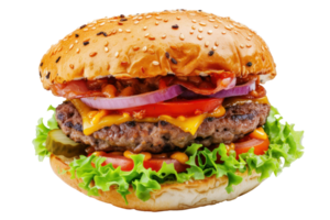 ai generiert ein Riese saftig Burger auf ein transparent Hintergrund png