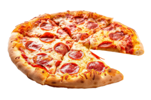 AI generated Delicious round pizza on a transparent background png