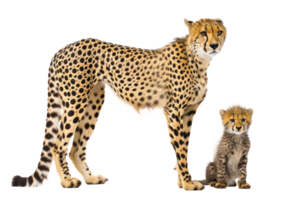 AI generated Large and small cheetah on a transparent background png