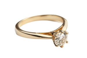 ai généré or mariage bague avec une diamant sur transparent Contexte png