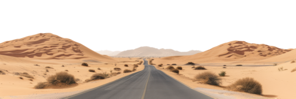 ai gerado esvaziar estrada dentro a deserto em uma transparente fundo png