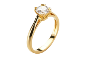 AI generated Gold wedding ring with a diamond on transparent background png