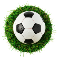 AI generated Soccer ball on green grass with transparent background png