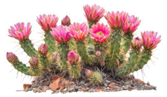 AI generated Blooming pink cactus flowers isolated on transparent background - stock png. png