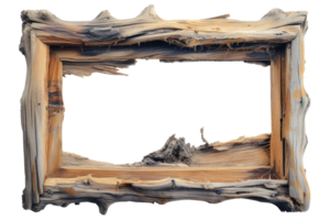 AI generated Old wooden frame on a transparent background png