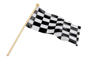 ai generiert schwarz und Weiß kariert Flagge mit hölzern Stock auf ein transparent Hintergrund png