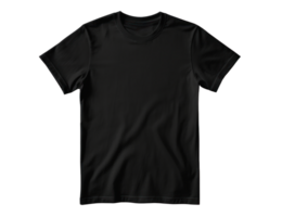 AI generated black blank t-shirt front mockup on a transparent background png