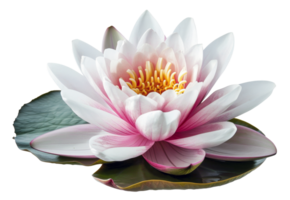 AI generated Pink water lily with dew drops floating on water on transparent background - stock png. png