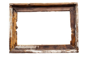 AI generated Old wooden frame on a transparent background png