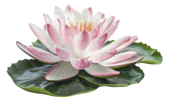 AI generated Pink water lily with dew drops floating on water on transparent background - stock png. png