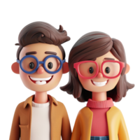 AI generated Smiling cartoon people portrait on transparent background png