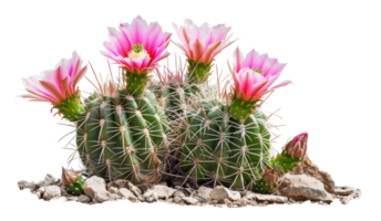 AI generated Blooming pink cactus flowers isolated on transparent background - stock png. png