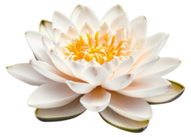 AI generated White water lily blooming on transparent background - stock png. png