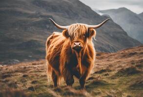 AI generated A view of a Highland Cow photo