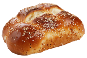 AI generated Freshly baked bread roll with sesame seeds on transparent background - stock png. png