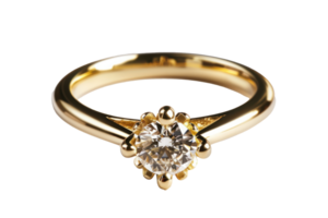 AI generated Gold wedding ring with a diamond on transparent background png