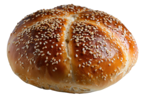 AI generated Freshly baked bread roll with sesame seeds on transparent background - stock png. png