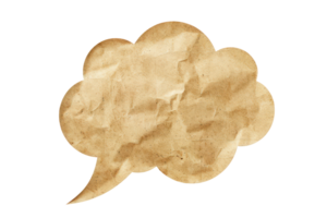 ai gerado envelhecido pergaminho papel discurso bolha com áspero arestas e vintage textura em transparente fundo - estoque png. png