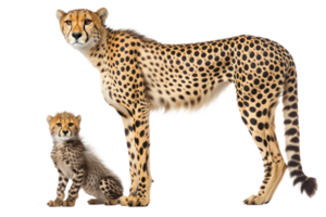 AI generated Large and small cheetah on a transparent background png