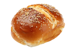 AI generated Freshly baked bread roll with sesame seeds on transparent background - stock png. png