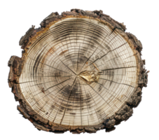 AI generated Detailed tree ring pattern of a wood slice on transparent background - stock png. png