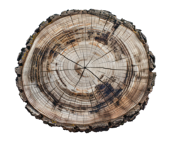 AI generated Detailed tree ring pattern of a wood slice on transparent background - stock png. png