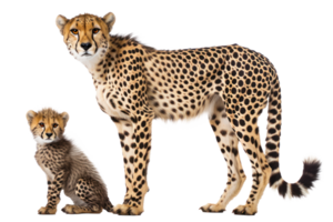 ai generado grande y pequeño leopardo en un transparente antecedentes png