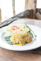 fried rice on white plate photo